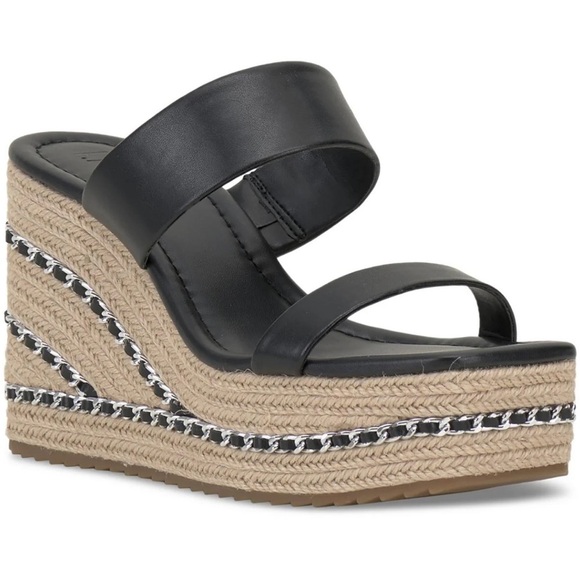 INC International Concepts Shoes - NIB INC NYANA Black Comfort Insole Wedge Espadrille Sandals - Size 8.5